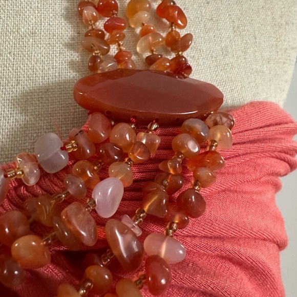 SKY Coral Red Stone Embellished Trim Halter Tank Bohemian - AS IS - Picture 8 of 10